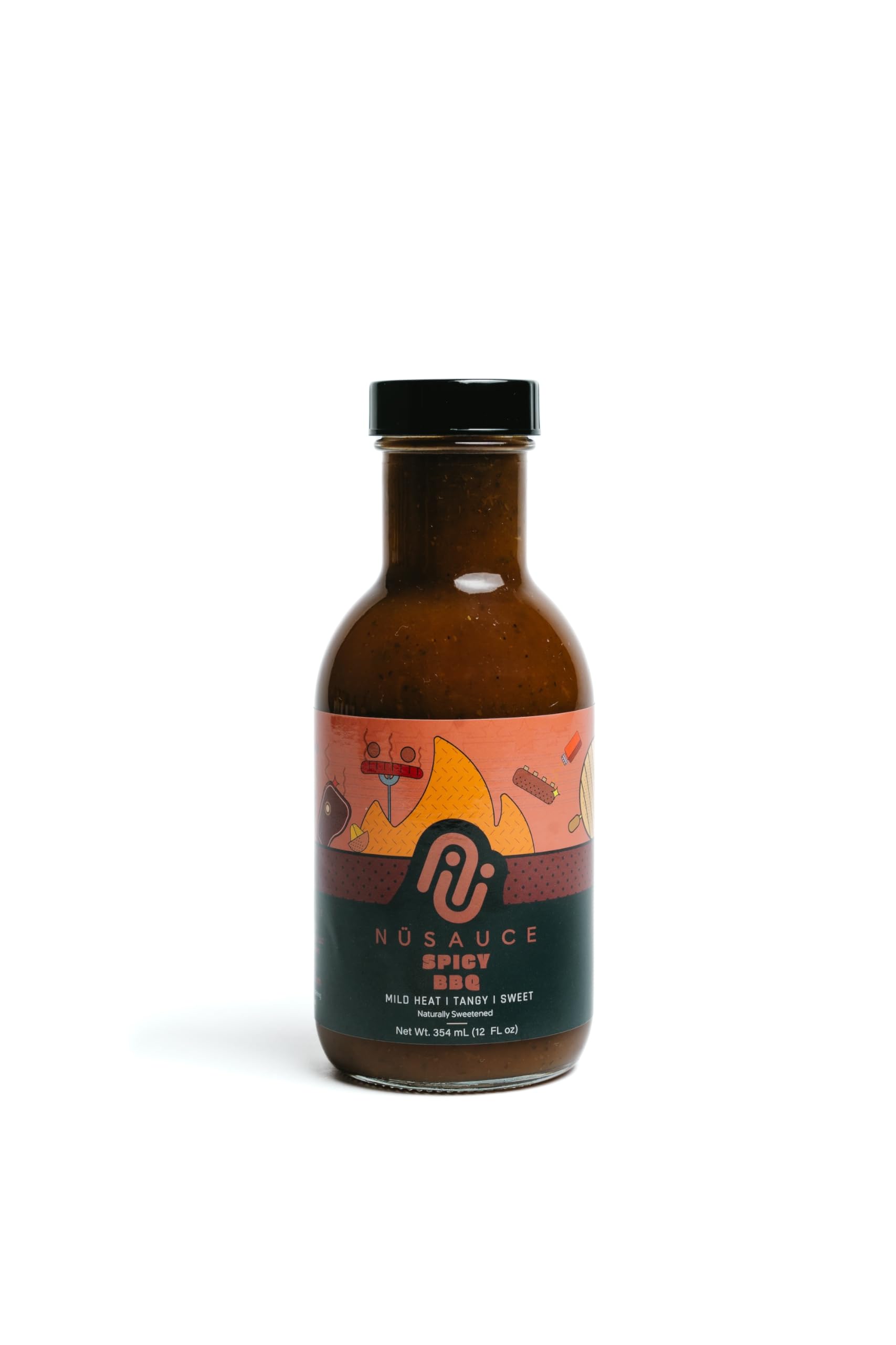 Spicy BBQ Sauce NuSauce - 12oz Bottle - Low Calorie with Premium Ingredients - Essential for Grilling & Smoking