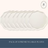 Bonjour Fte French Crme Compostable Dinner Plates | Sturdy Disposable Plates for Baby & Bridal Showers | Premium 10.5" Large Size, Pack of 8 |