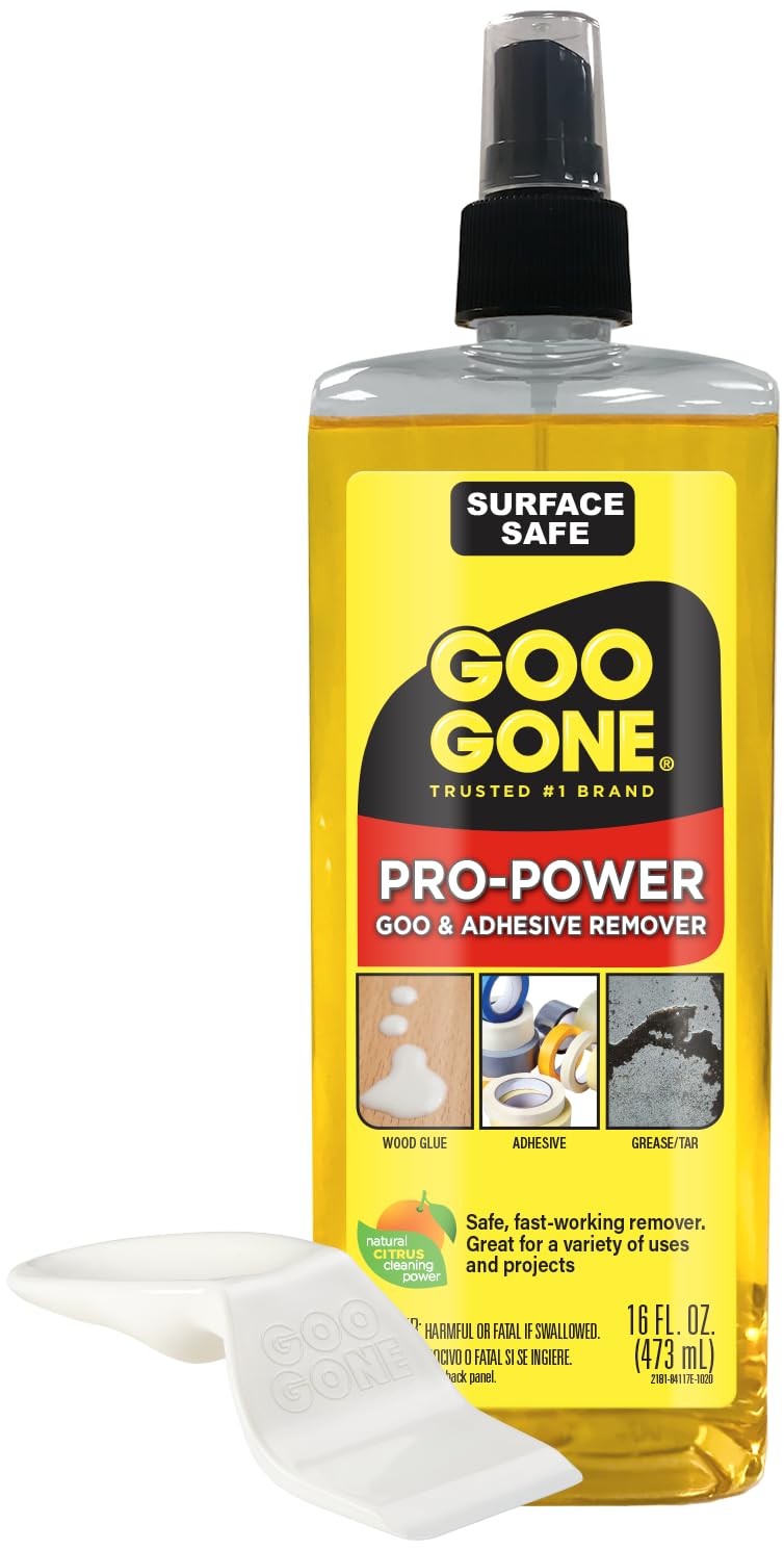 Goo Gone Spray Pro-Power Adhesive Remover with Scraper, Professional Strength, Easily Removes Wood Glue, Grease, Tar, Stickers, Goos, Wet Paint