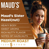 Maud's Sweet Hazelnut Flavored Coffee Pods, 18 ct, Medium Roast Flavored Coffee in Single Serve Pods - 100% Arabica Beans, Compatible with Keurig K
