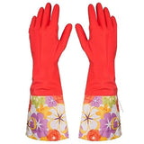 Winter dishwashing gloves waterproof rubber latex thick plus velvet kitchen brush bowl wash clothes rubber plastic housework