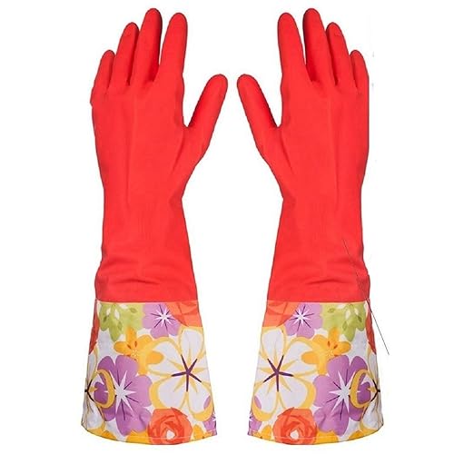 Winter dishwashing gloves waterproof rubber latex thick plus velvet kitchen brush bowl wash clothes rubber plastic housework