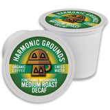Harmonic Grounds Organic Decaf Mushroom Coffee Pods - Swiss Water Process, Medium Roast with Lion's Mane, Reishi, Chaga, Cordyceps & Turkey Tail