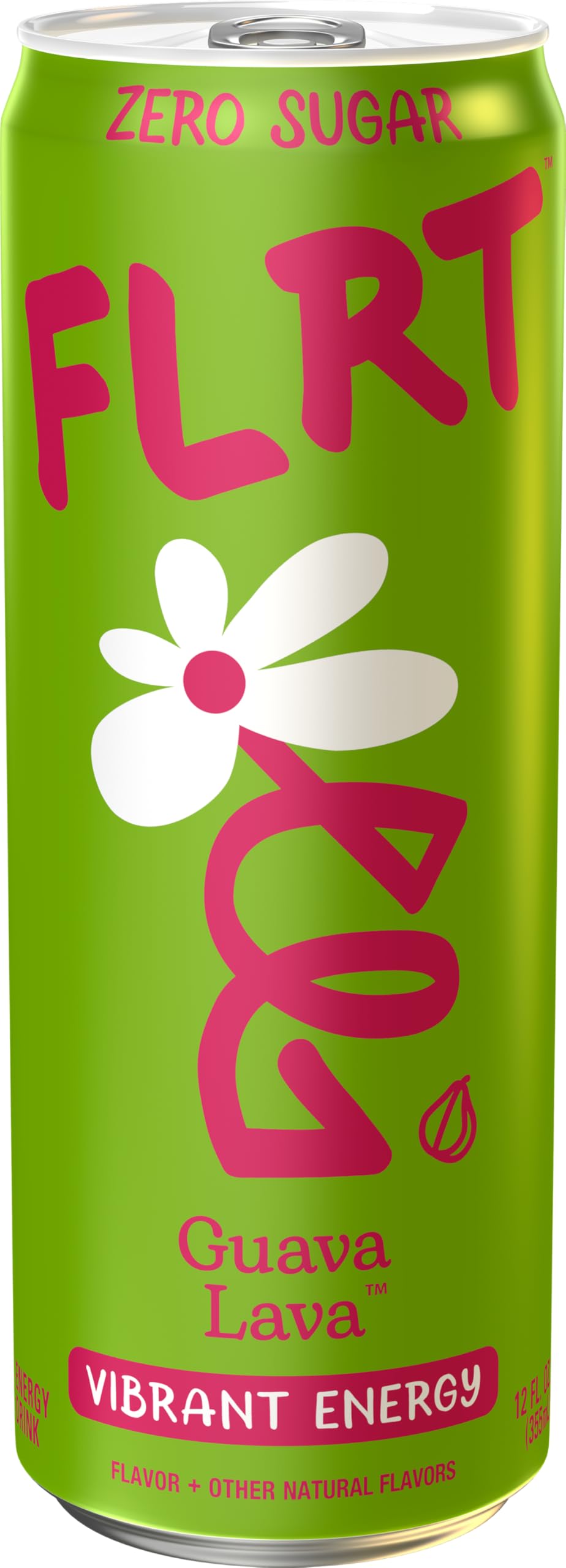 FLRT Energy, Guava Lava, Clean Energy, Energy Drink, 12 Fl Oz (Pack of 12)