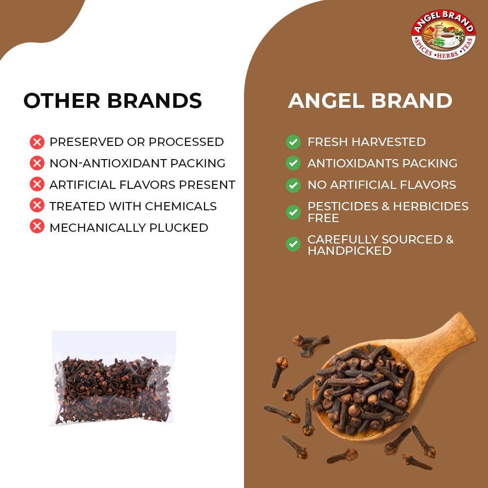 Angel Brand Whole Cloves - Harvested from dried clove tree buds, add bold flavor with hints of sweetness and spice. Ideal for baking - Fresh, Aromatic