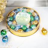 Easter Blessings Stickered Spring Candy Gift Tin Filled With 20 Individually Wrapped Assorted Chocolate Truffles For Baskets, Gifts, Giveaways