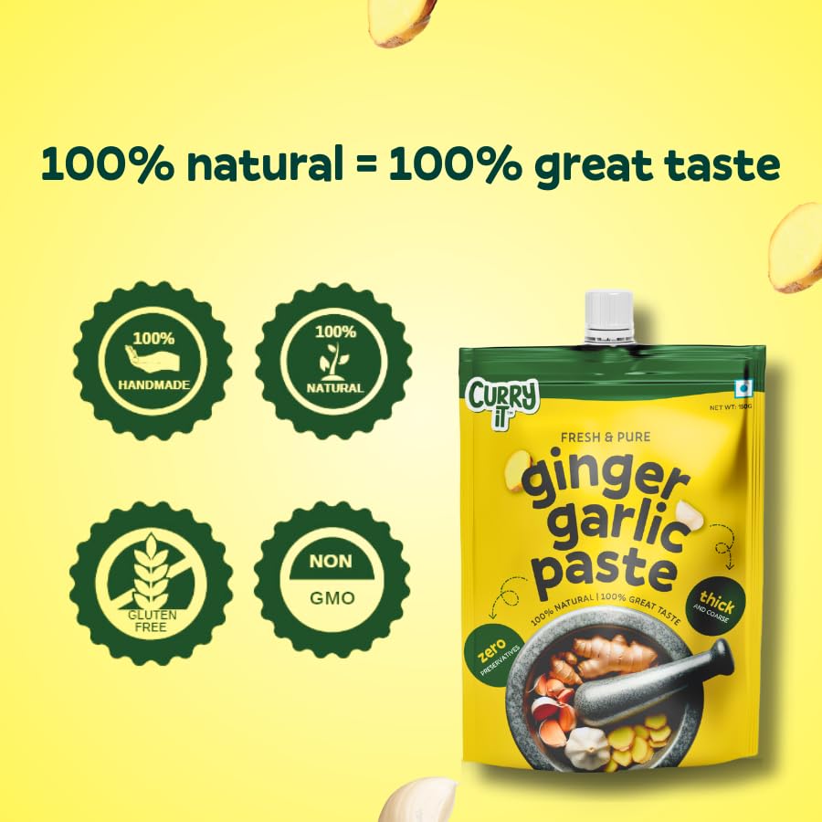 CURRYiT Ginger Garlic Paste, 450g (15.8 Ounce, Pack of 3) No Preservatives | Homemade Taste & Quality | Fresh & Pure Ingredients | Thick & Coarse