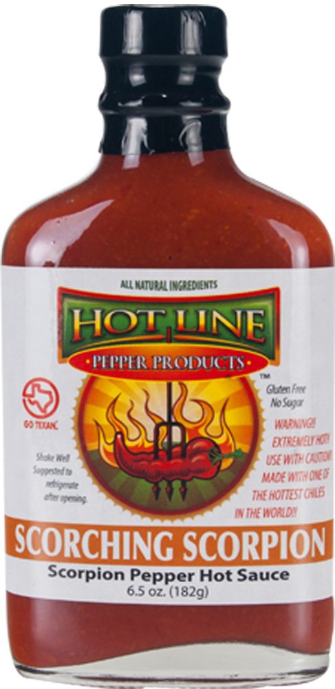 Hot Line Pepper Products Scorching Scorpion Hot Sauce | 100% Trinidad Moruga Scorpion Pepper | No Extract Extreme Hot Sauce | All Natural Gluten Free