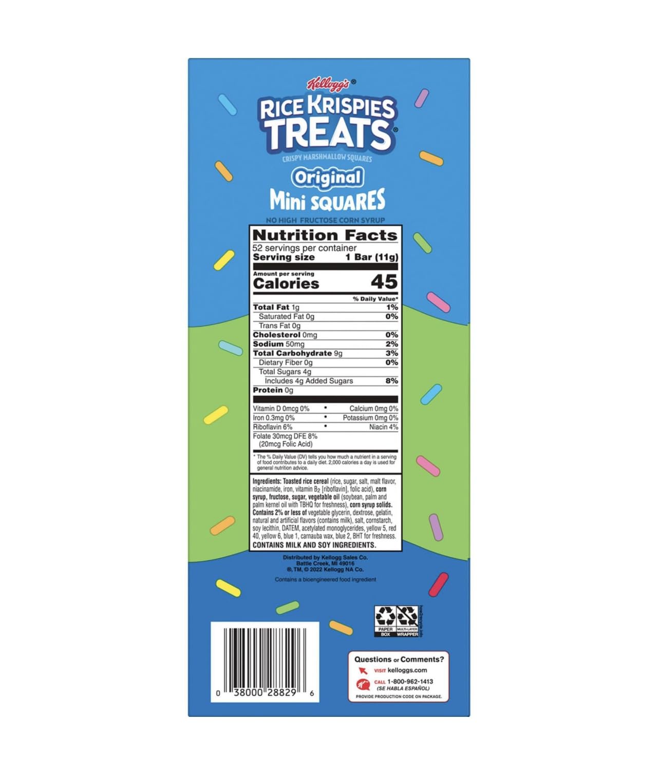 Rice Krispies Treats Mini Squares, Original with Rainbow Sprinkles (52 ct.)