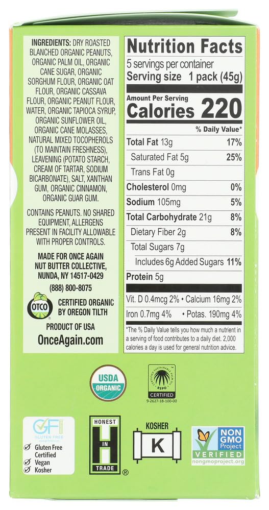 ONCE AGAIN Organic Peanut Butter Graham Sandwiches Multi-Pack, 1.59 OZ