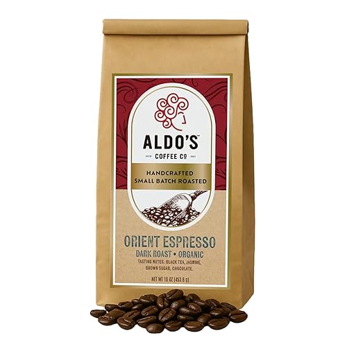 Aldo's Coffee Company Orient Espresso - Organic Dark Roast Whole Bean Coffee, Espresso Blend - 16 oz