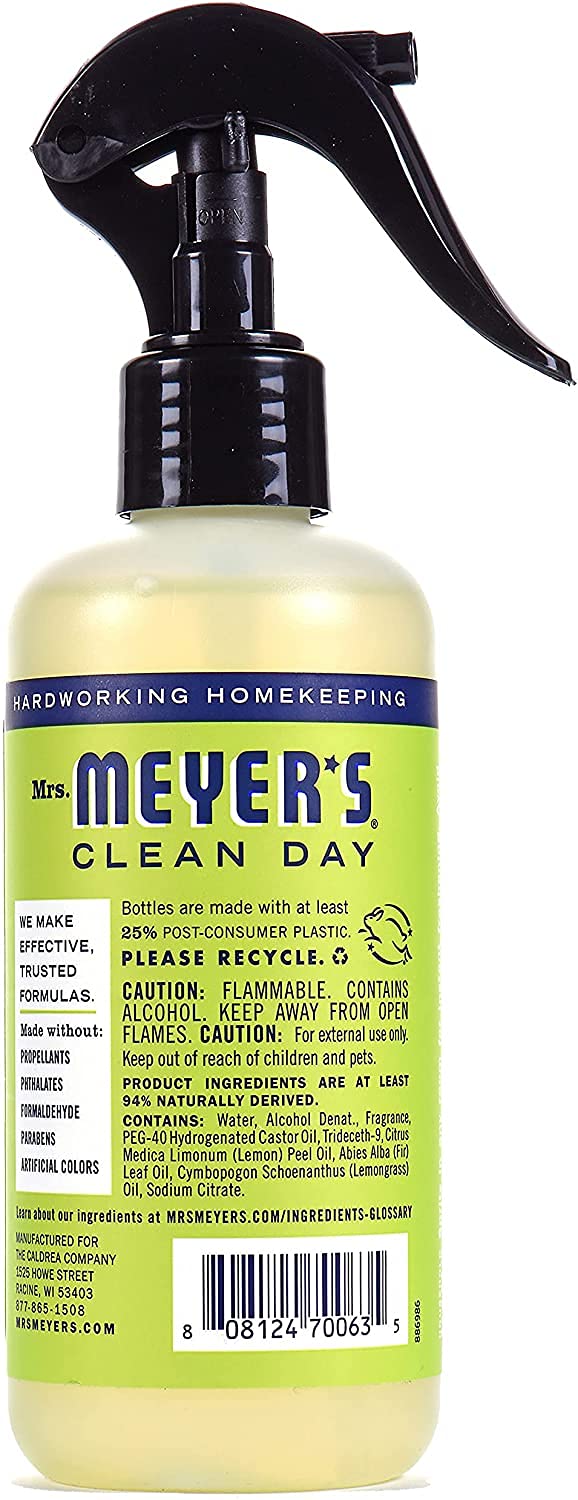 Mrs. Meyer’s Clean Day Room Freshener Spray, Lemon Verbena Scent, Instant & Refreshing Fragrance Made with Essential Oils, 8 fl oz Spray Bottle (Pack