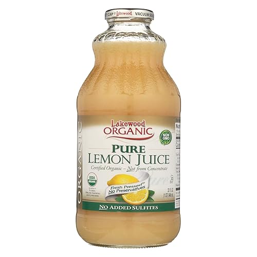 Lakewood PURE Organic Lemon Juice, (NOT from Concentrate), Buy TWELVE Bottles and SAVE More, Each Glass Bottle is 32 Ounces (Pack of 12)