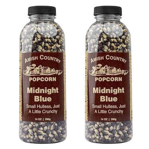 Amish Country Popcorn | 2-14 oz Bottles | Midnight Blue Popcorn Kernels | Old Fashioned, Non-GMO and Gluten Free (2-14 oz Bottles)