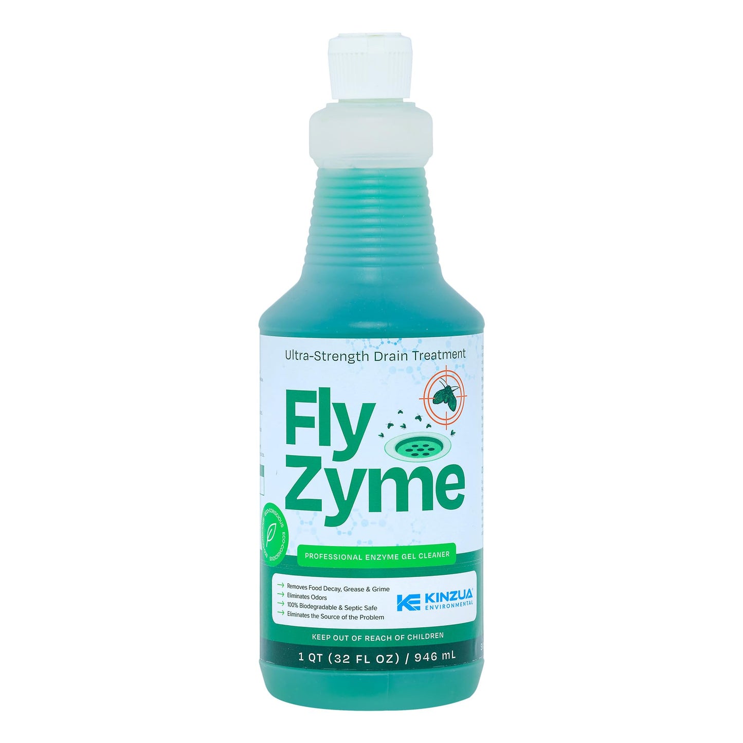 Fly-Zyme, Highly Concentrated Enzyme Drain Cleaner for Pipes, Drain Gel for Fruit Flies, Organic Waste Degrader & Odor Neutralizer, 32 fl oz