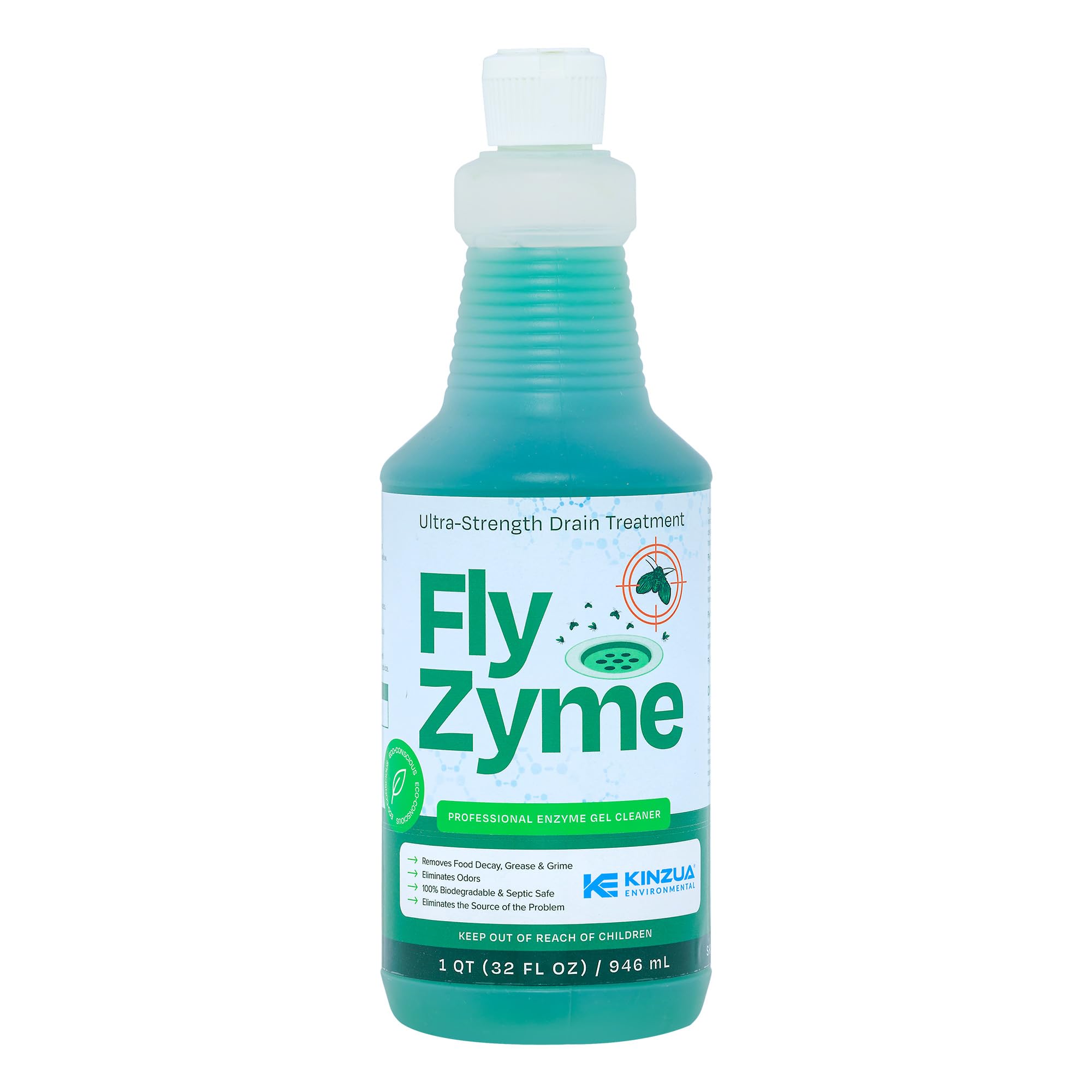 Fly-Zyme, Highly Concentrated Enzyme Drain Cleaner for Pipes, Drain Gel for Fruit Flies, Organic Waste Degrader & Odor Neutralizer, 32 fl oz