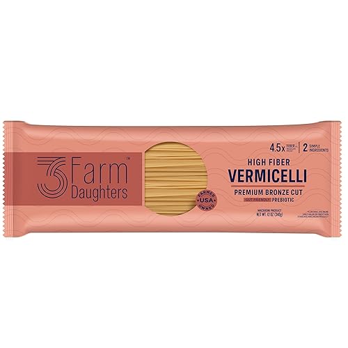 Three Farm Daughters High Fiber Pasta Vermicelli Pack, Irresistible, Low GI, Non GMO Vermicelli Pasta Noodles, Low Net Carb, Made in the USA from Just