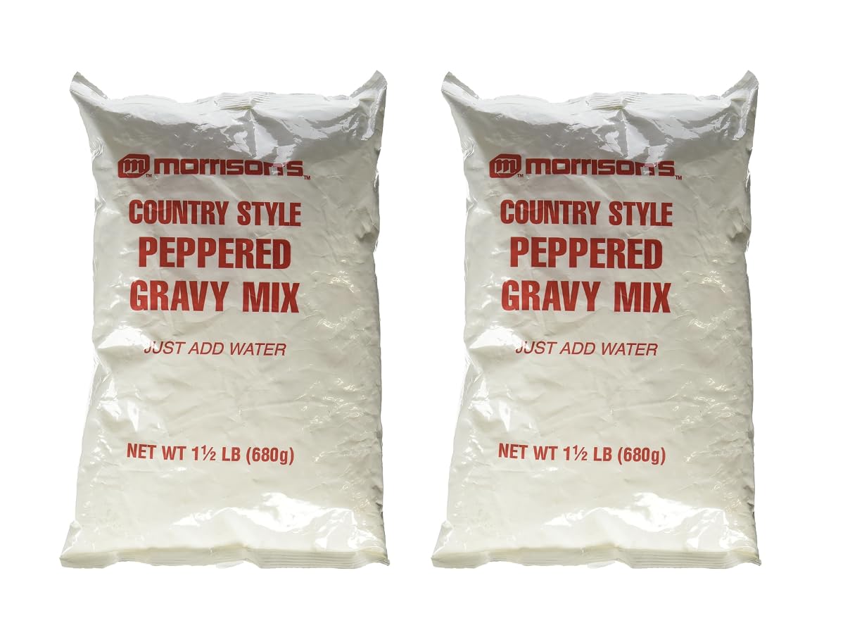 Morrisons Country Style Peppered Gravy Mix 1.5 lb Bag Pack of 2 - Just Add Water w/Exit 28 Bargains Sticker (Total of 3 lbs)