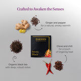 DAKSHIN Organic Smoky Black Tea Bags | Spiced with Ginger, Cloves, Black Pepper & Chilli | Bold Immunity & Energy Tea | USDA Organic | 16 Tea Bags