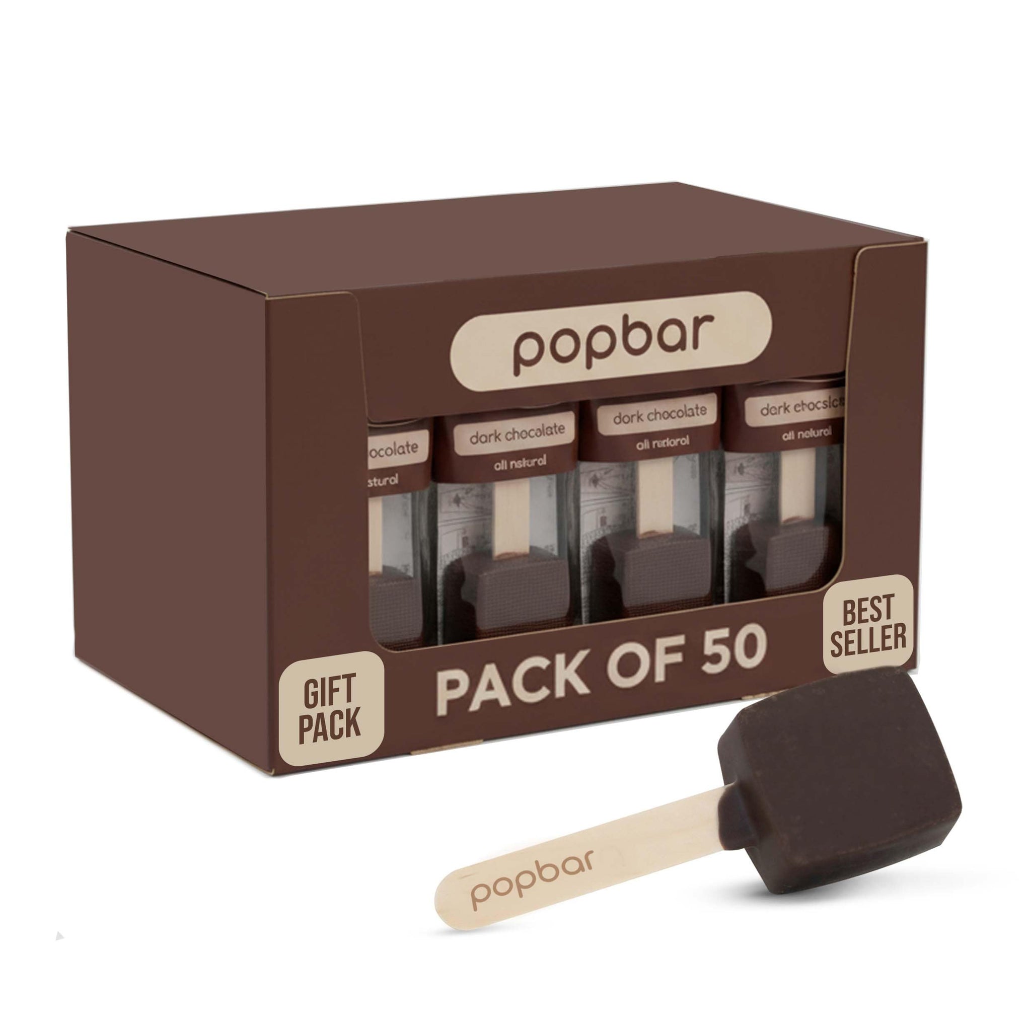 Popbar - Hot Chocolate Sticks - 50 Pack Bulk Case - Ideal for Holidays, Birthdays, Corporate Office Gifts, Stocking Stuffers, Thanksgiving, Christmas