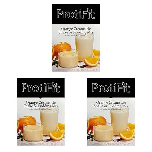 PROTIFIT - High Protein Orange Creamsicle Pudding & Shake Mix 3 Pack, 15g Protein, Low Calorie, Low Fat, Low Carb, Aspartame Free, Idea Protein