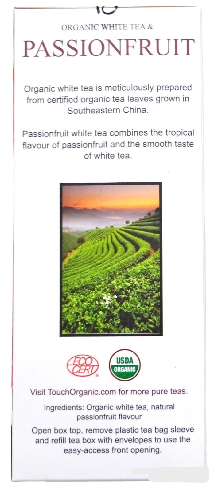 Touch Organic PASSIONFRUIT WHITE Tea Bags, 40 Bags, 2.5 oz