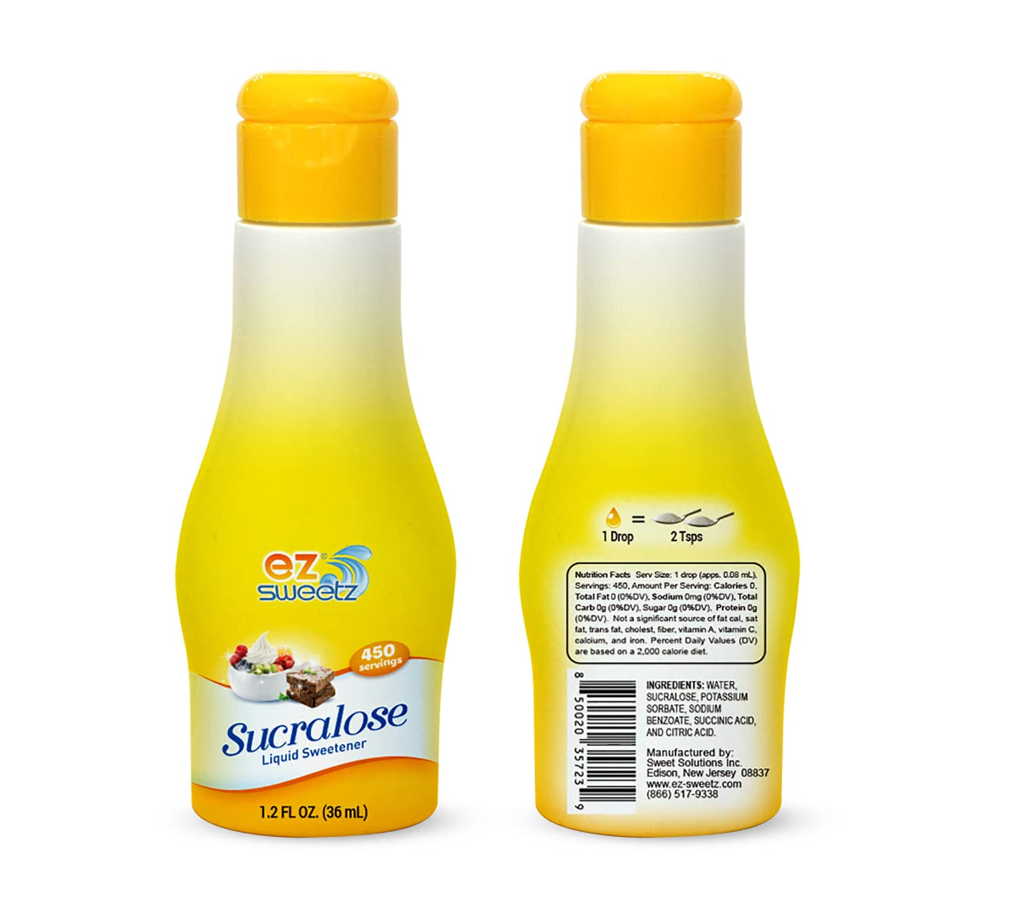 EZ-Sweetz (1.2oz - Liquid Sweetener 450 Servings/Bottle | 2Pack)