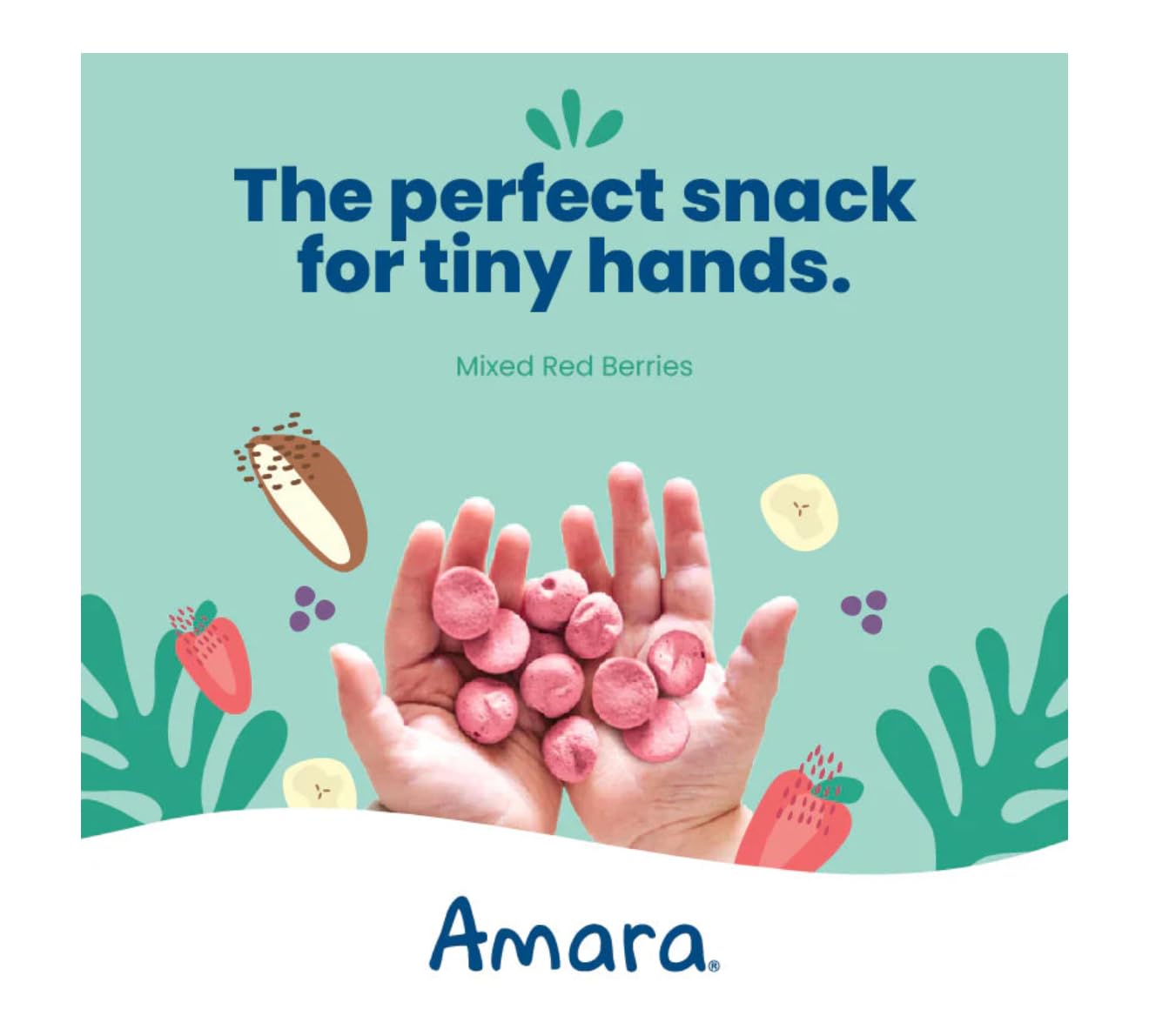 Amara Organic Smoothie Melts, Mixed Berry Flavor, Dairy Free Toddler Snacks, No Added Sugar, 20 Single Serve Pouches, 6g Each