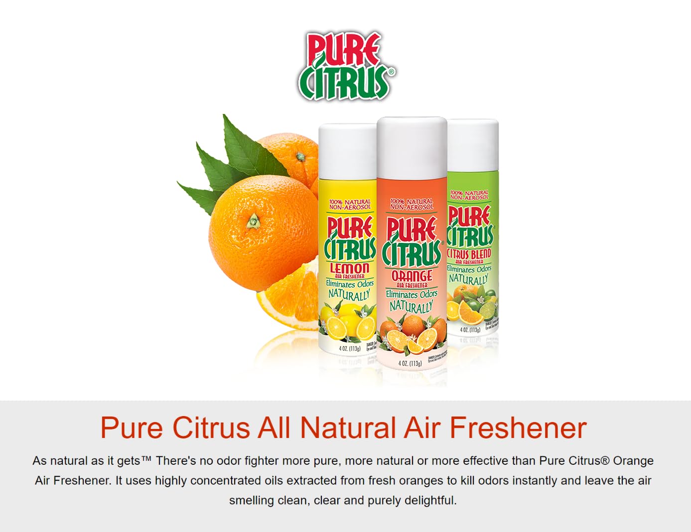 Pure Citrus Non-Aerosol Air Freshener Spray, 4 oz (Orange, Lemon & Citrus Blend), 2 Packs Each Bundled with 1 Pack DU-MOST Walnut Hand Scrub Travel