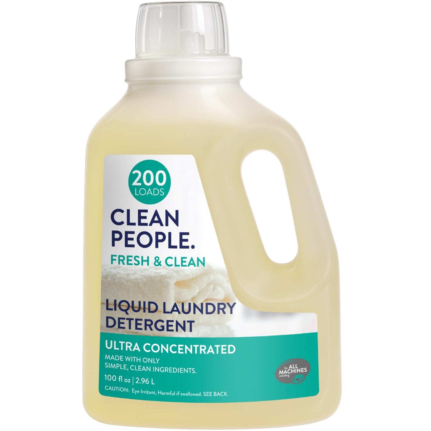 The Clean People Liquid Laundry Detergent - Recyclable Packaging, Stain Fighting - Ultra Concentrated, Laundry Soap - Fresh Scent, 200 Loads