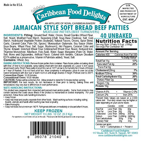 Jamaican Style Patties, Unbaked (Meatloaf, 40 patties in 1 Case)