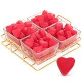 Fathers Day Glass Tray with Cherry Jelly Hearts, 4 Section Glass Tray with 16oz of Fathers Day Gummies, Ideal Gummy Hearts for Party Favors, Office
