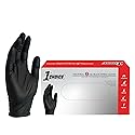 1st Choice Nitrile Gloves Disposable Latex-Free, Black, 5 Mil for Cooking, Cleaning, Auto, Food Prep, Medium, Box of 100