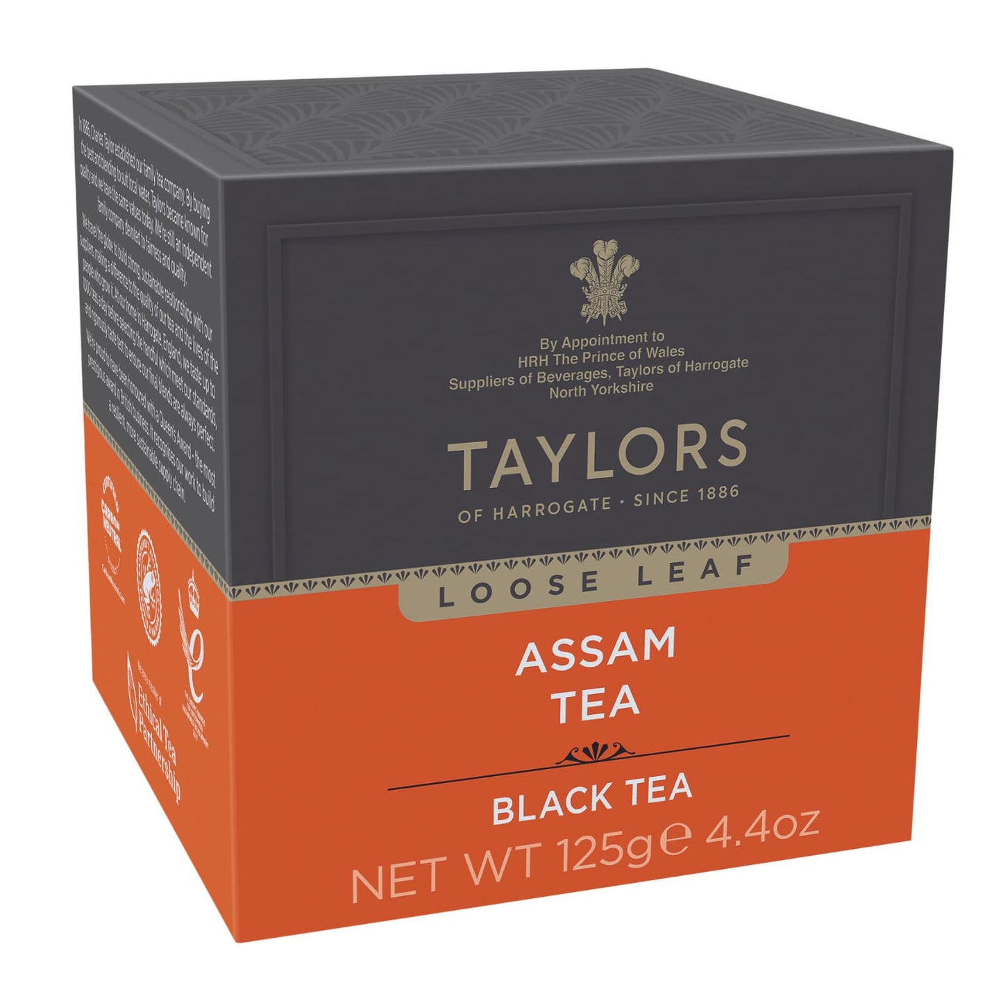 Taylors of Harrogate Pure Assam Black Tea, Loose Leaf, 4.41 Ounce Carton (Pack of 1), Full-bodied, Satisfying & Malty, Caffeinated, Premium Whole Leaf