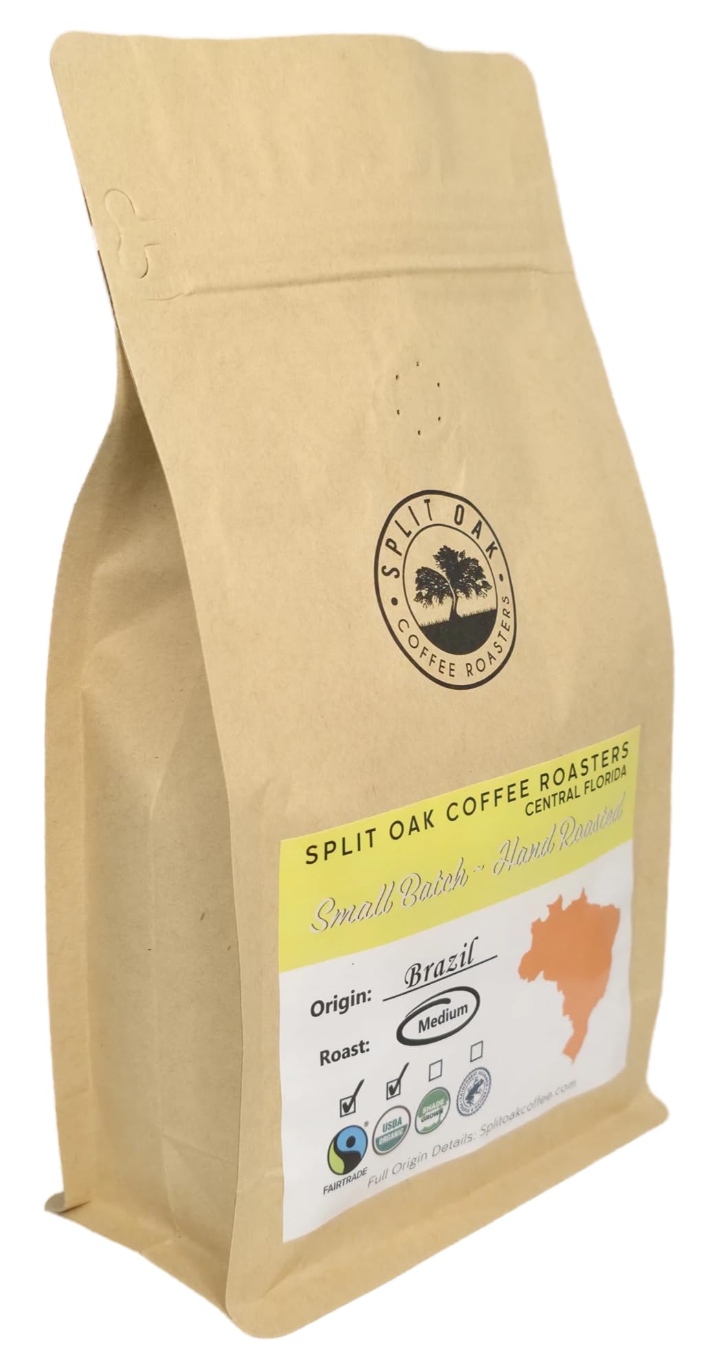 Medium Freshly Roasted Coffee Brazil Cerrado 12 oz Whole Beans Bold Coffee with a deep, nutty flavor and hints of almond and cocoa by Split Oak Coffee