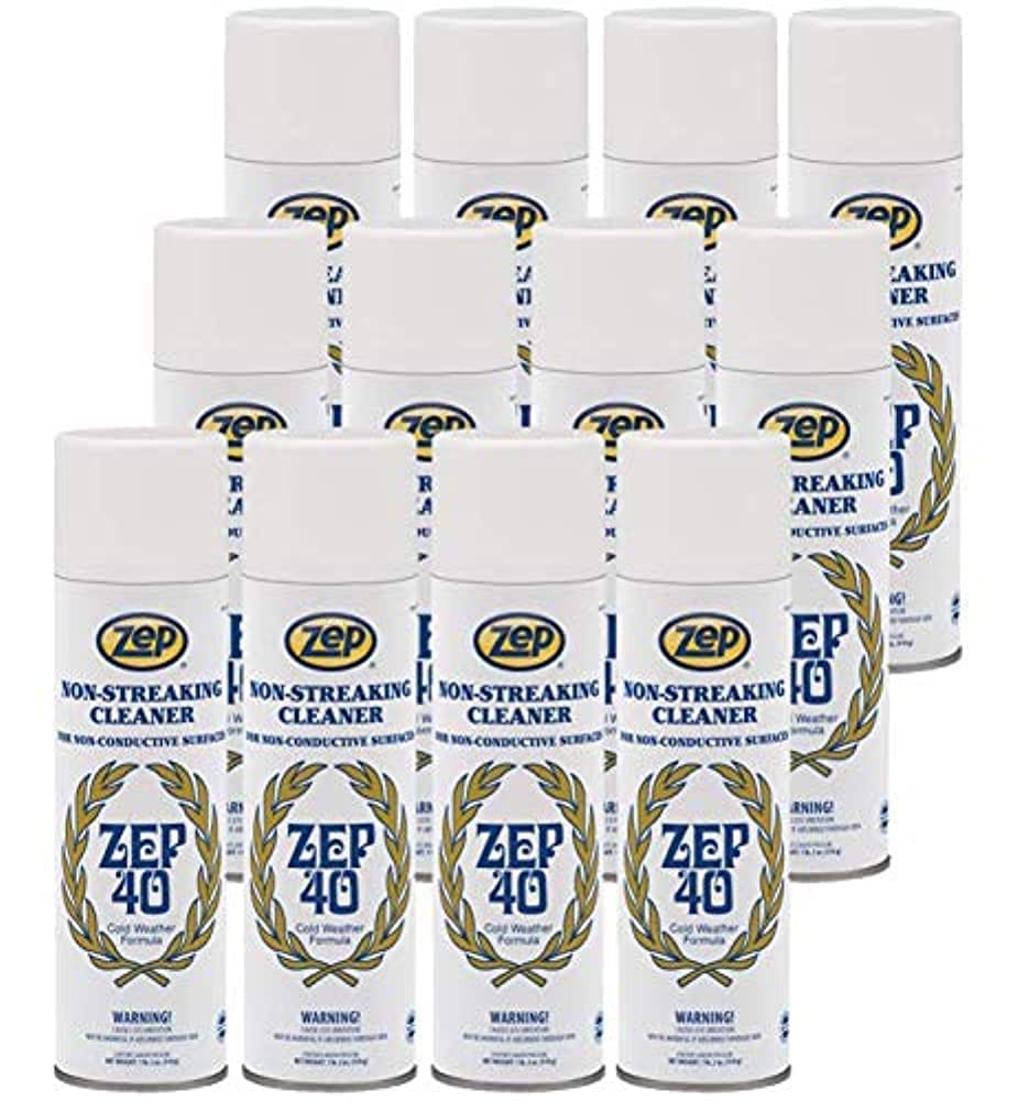 Zep 40 Non-Streaking Cleaner - 18 oz (Case of 12) 14401 - Heavy-Duty Foaming Action Aerosol Formulated for Non-Conductive Surfaces, Ideal for Cold