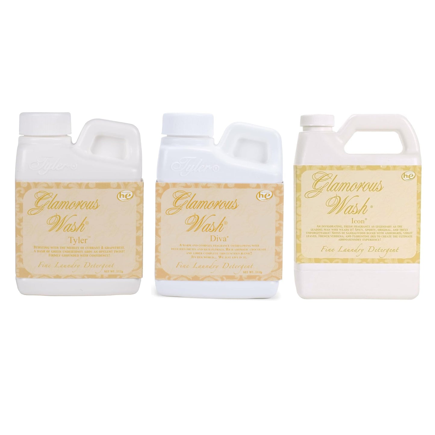 Elanze Designs Tyler Candle Glamorous and Luxurious High Efficient Wash 4 ounce Scented Fine Laundry Detergent Pack of 3; Tyler, Diva, Icon