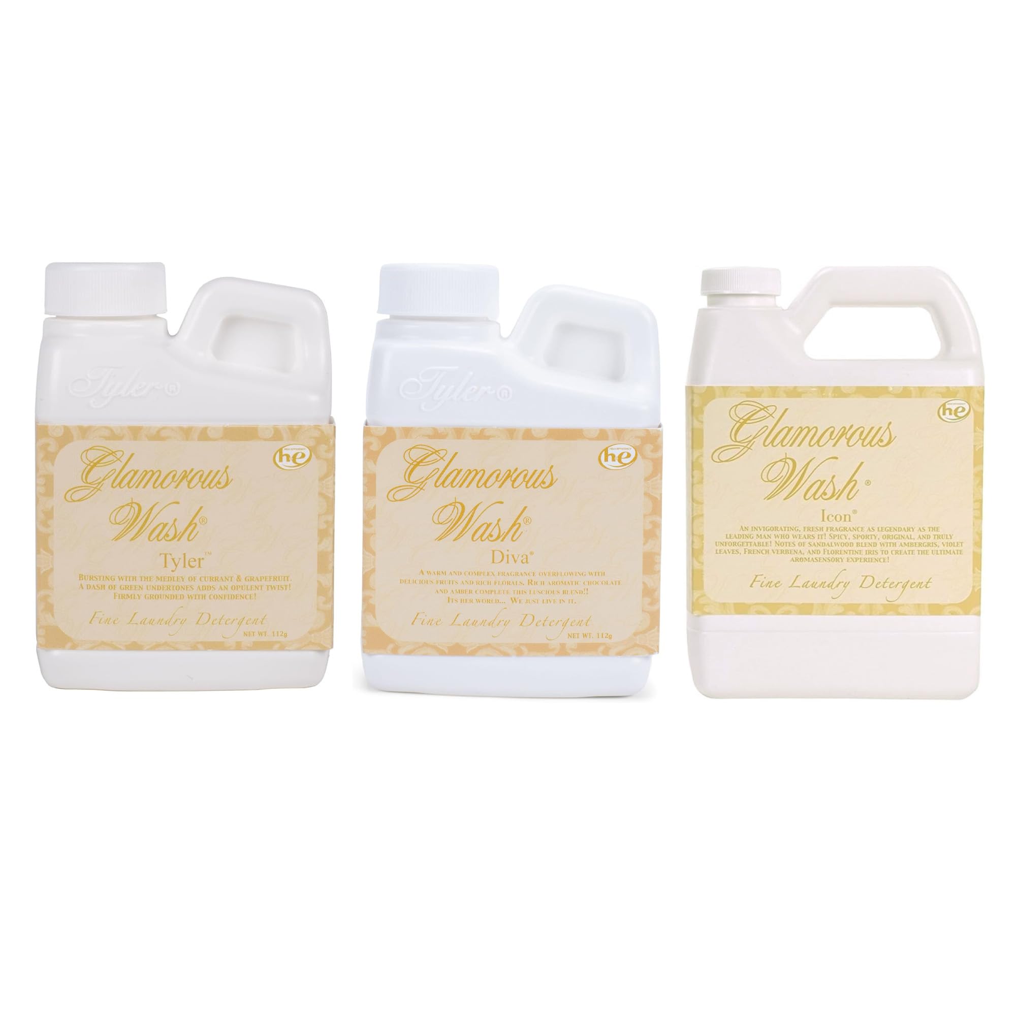 Elanze Designs Tyler Candle Glamorous and Luxurious High Efficient Wash 4 ounce Scented Fine Laundry Detergent Pack of 3; Tyler, Diva, Icon