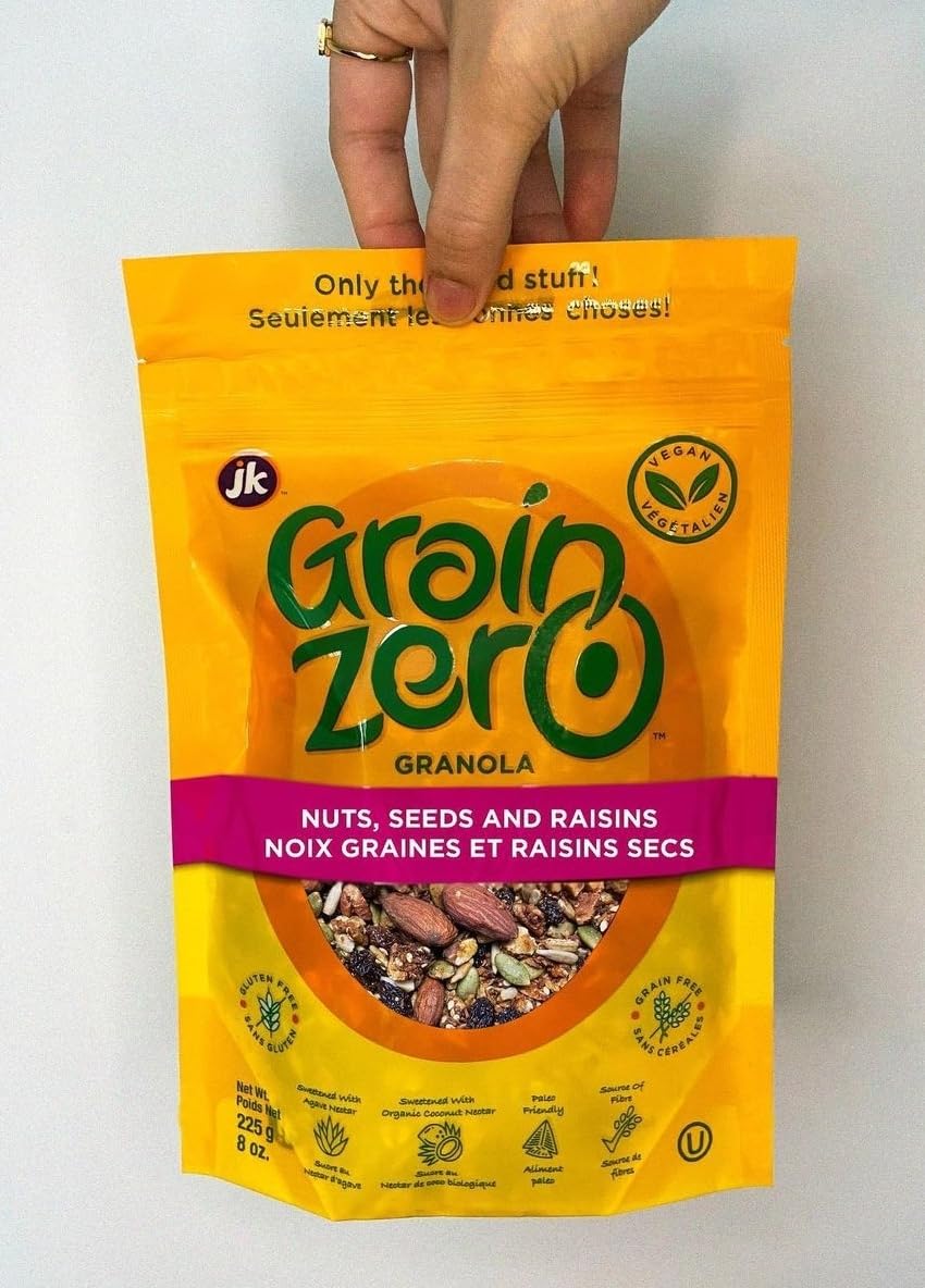 Grain Zero Granola Vegan Nuts, Seeds and Raisins, Gluten Free, 8 Ounce (Pack of 1)