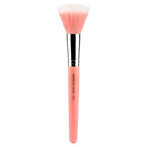 Bdellium Tools Professional Makeup Brush - Pink Bambu Series 955 Finishing - With Soft Synthetic Fibers, For Stippling, Lightweight Application (Pink