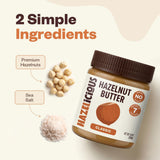 Hazelicious CLASSIC Hazelnut Butter, 2 Simple Ingredients - Hazelnuts & Sea Salt, No Added Sugar, No Palm Oil, 7g Protein, Creamy & Spreadable Nut