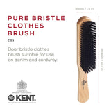 Kent CG1 Clothes Brush Cherrywood 100% Natural Black Bristle and Lint Remover Especially for Jeans or Corduroy Garments for Keeping Fabrics Free from