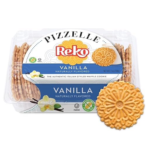 Reko Pizzelle Authentic Italian Style Waffle Cookie, Vanilla, 7 Ounce (Pack of 1)