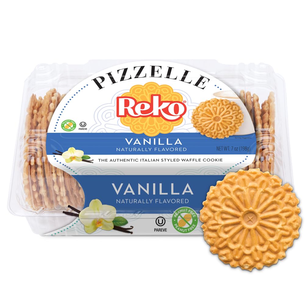 Reko Pizzelle Authentic Italian Style Waffle Cookie, Vanilla, 7 Ounce (Pack of 1)