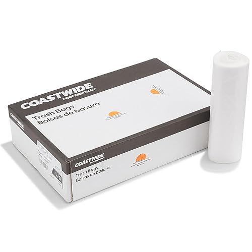 Coastwide Professional 50-56 Gallon Trash Bag, 43" x 48", High Density, 22 mic, Natural, 150 Bags/Box