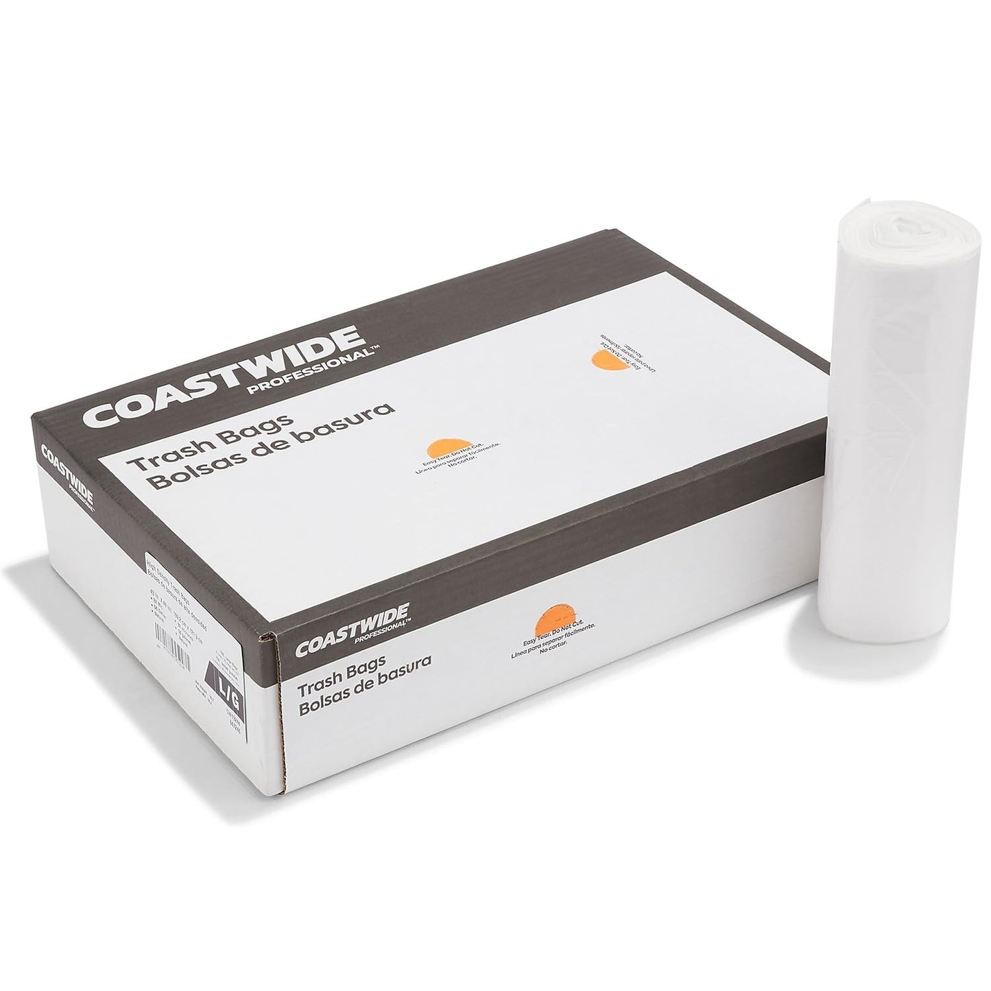 Coastwide Professional 50-56 Gallon Trash Bag, 43" x 48", High Density, 22 mic, Natural, 150 Bags/Box