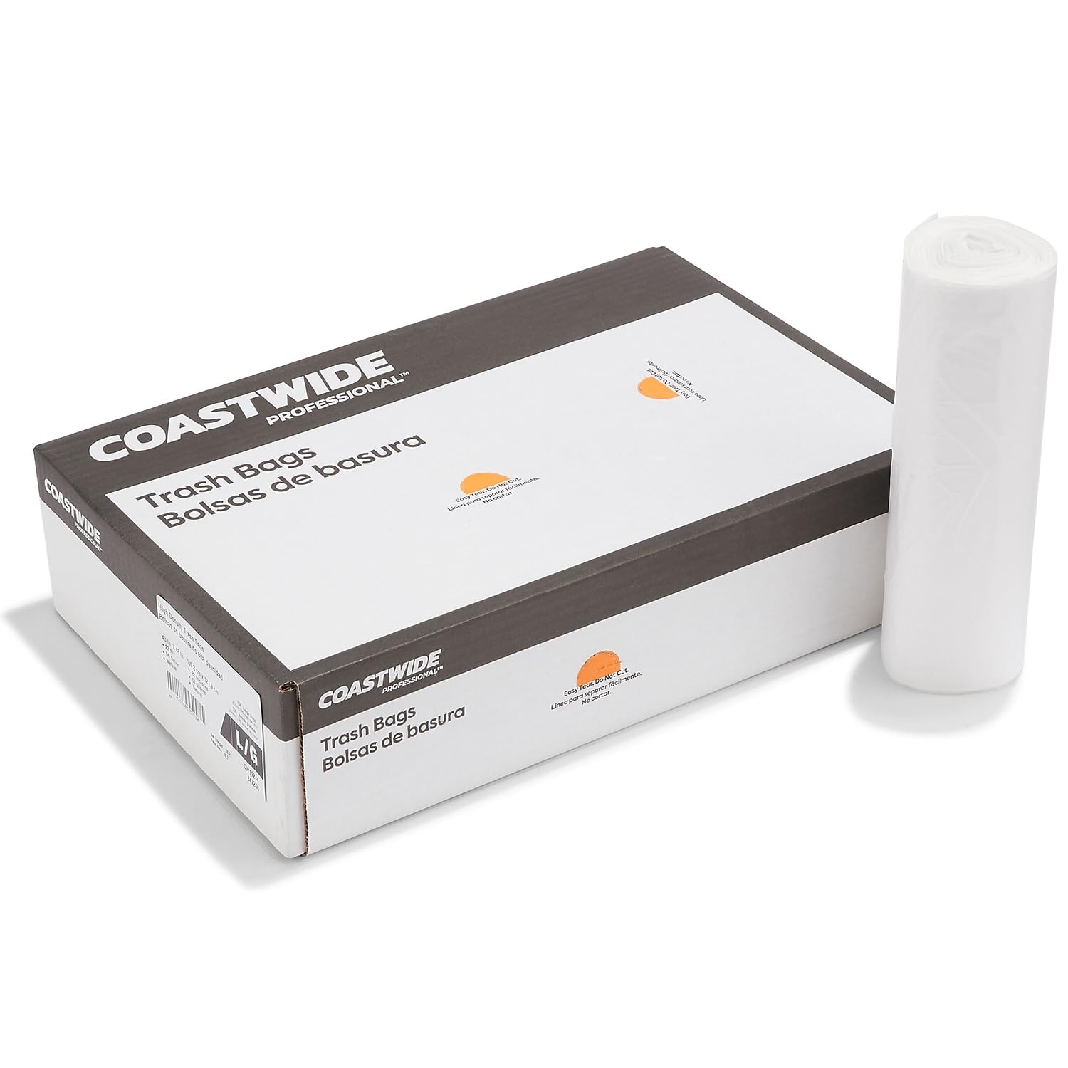 Coastwide Professional 50-56 Gallon Trash Bag, 43" x 48", High Density, 22 mic, Natural, 150 Bags/Box