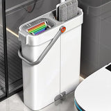 CTIME Flat Mop and Bucket Set with Wringer?Wet and Dry Use?Hands-Free Flat Mops for Floor Cleaning and Window Wall Cleaner with 2 Microfiber Pads.