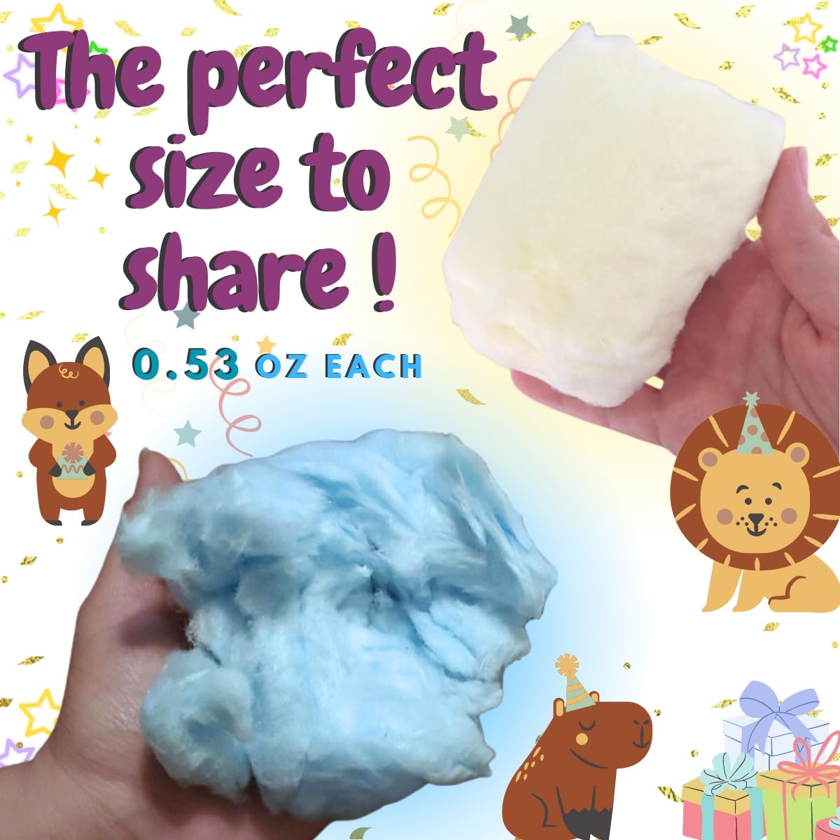Lupy Lups! Cotton Candy Party Pack - Individually Wrapped Small bags, 0.5 oz Each - Perfect for Stockings, Treats, Party Favors, Buffet Tables,
