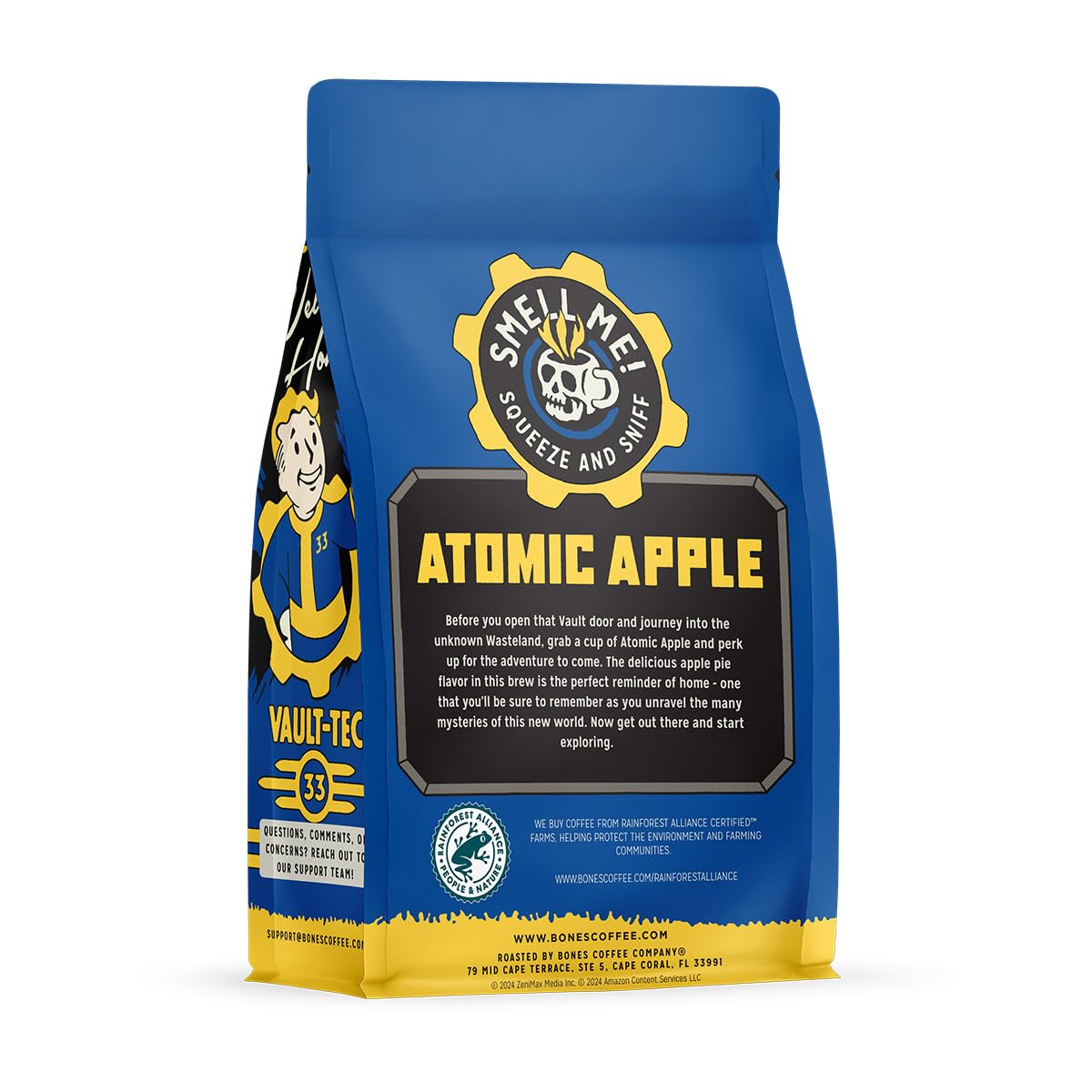 Bones Coffee Company Fallout Atomic Apple, Apple Pie Flavored Coffee, Medium Roast Low Acid Arabica Beans Compatible with Auto drip and French Press